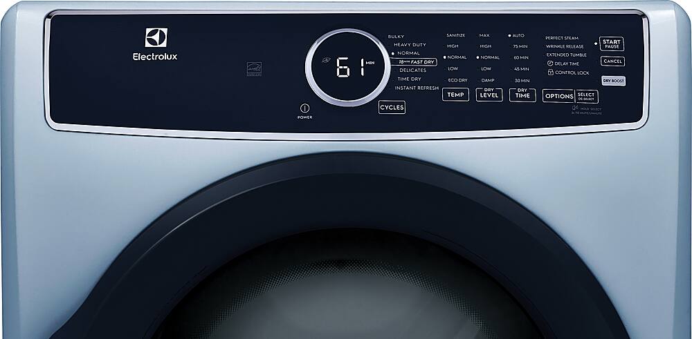 Alt View 6. Frigidaire - 8.0 Ct. Ft. Gas Dryer with Steam and Instant Refresh - Glacier Blue.