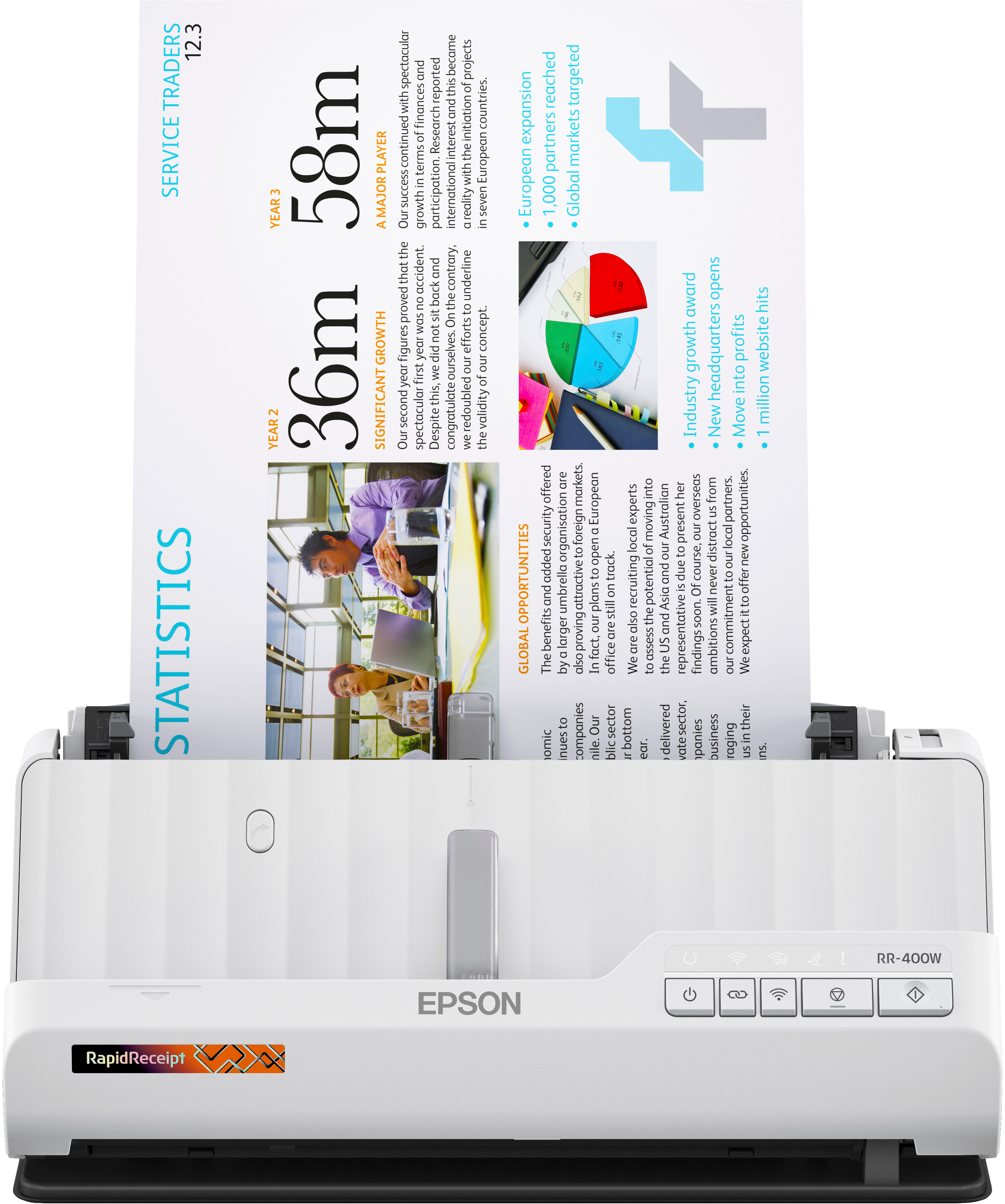 Epson RapidReceipt RR-400W Wireless Duplex Compact Desktop Receipt and  Document Scanner White B11B270202 - Best Buy