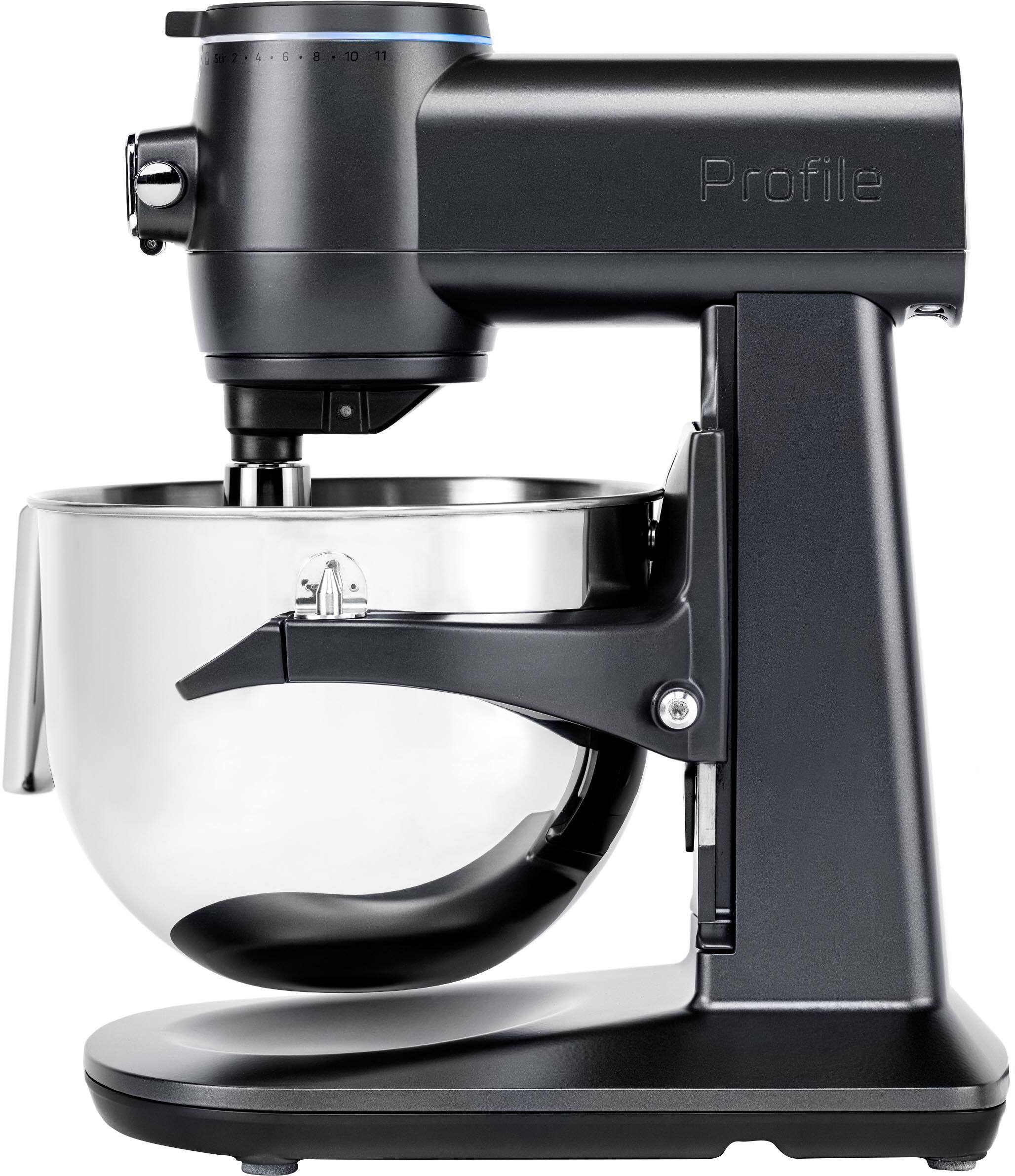 Left. GE Profile - 7 Quart Bowl- Smart Stand Mixer with Auto Sense - Carbon Black.