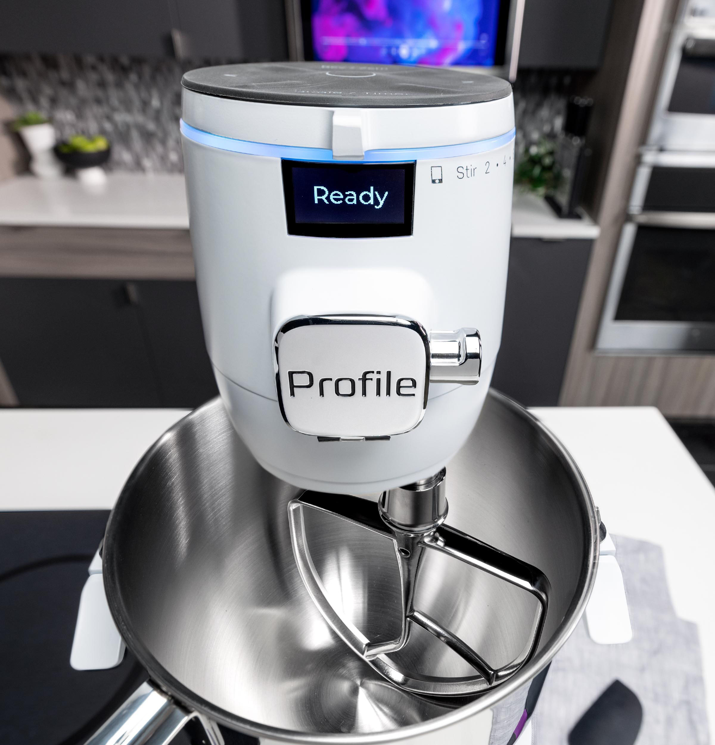 GE Profile - 7 Quart Bowl- Smart Stand Mixer with Auto Sense - Stone White