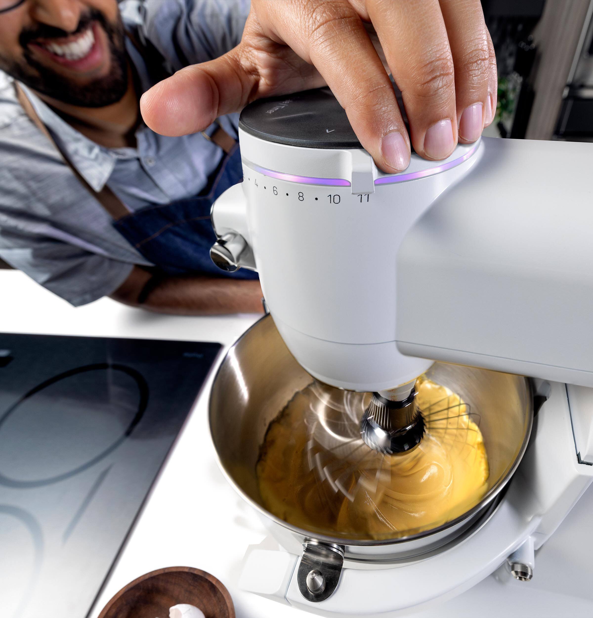 Alt View 14. GE Profile - 7 Quart Bowl- Smart Stand Mixer with Auto Sense - Stone White.