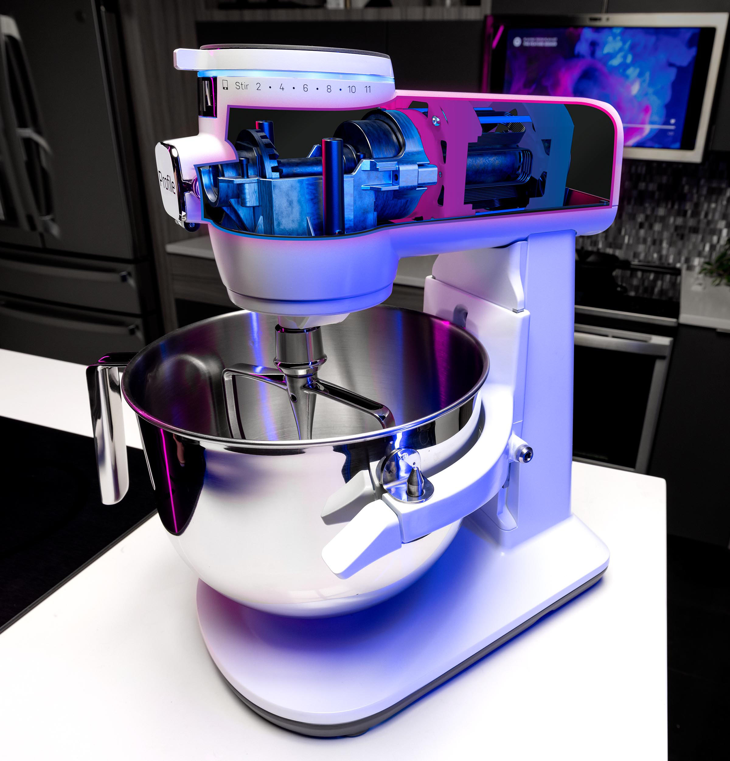 The GE Profile Smart Mixer with Auto Sense and built-in smart