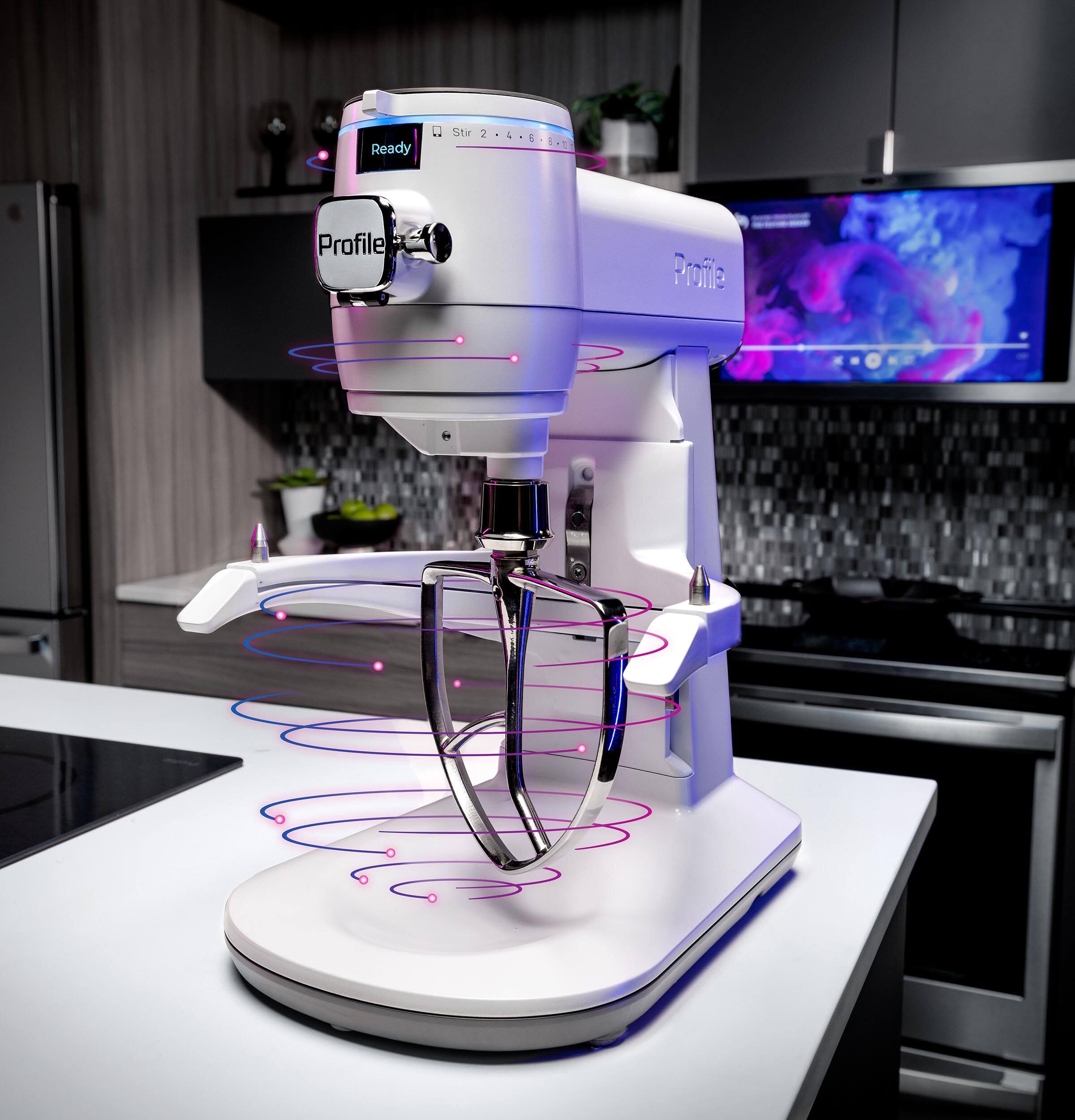 Alt View 20. GE Profile - 7 Quart Bowl- Smart Stand Mixer with Auto Sense - Stone White.