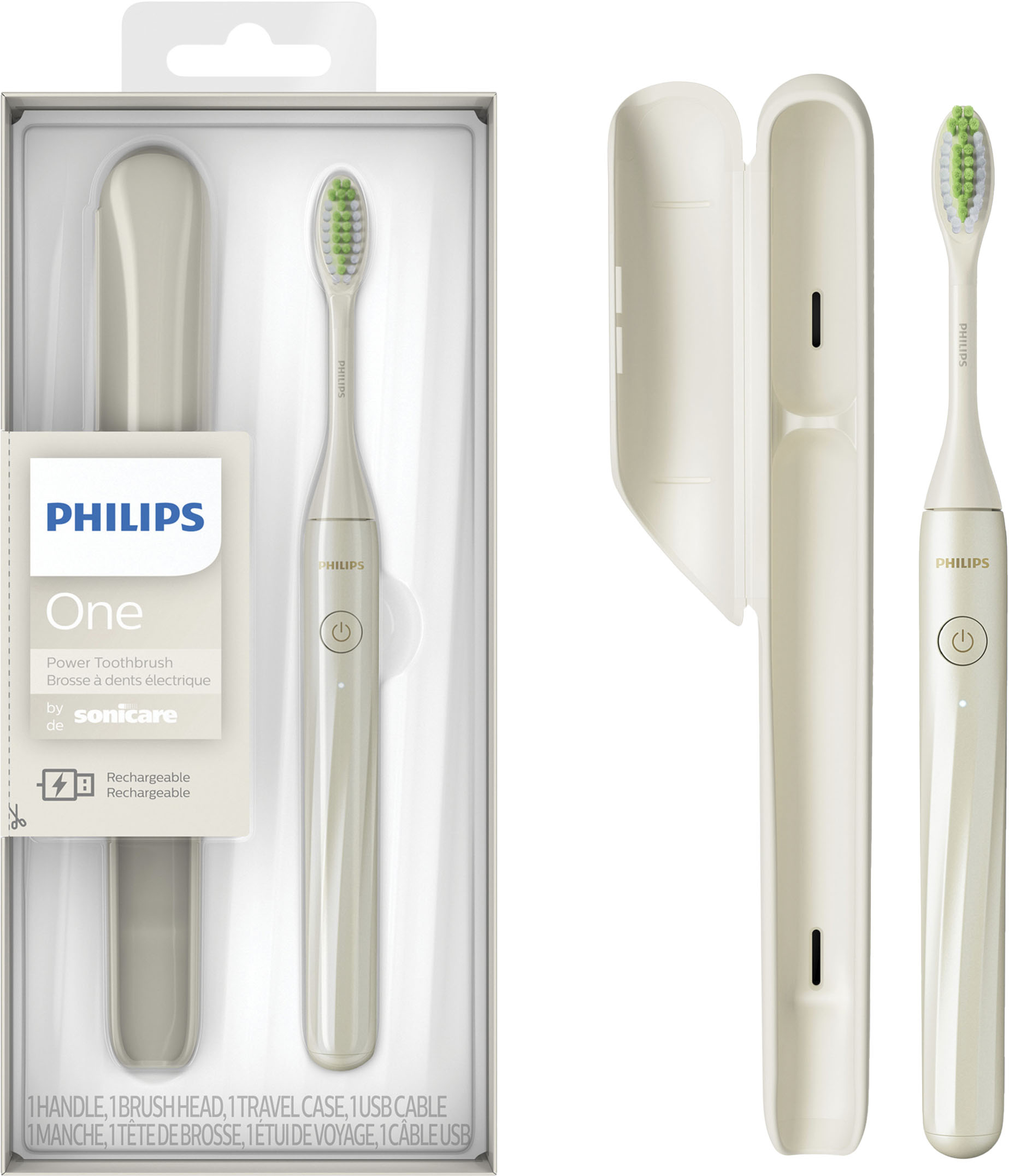Philips One by Sonicare Rechargeable Toothbrush Snow HY1200/27 - Best Buy