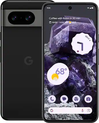 Front. Google - Pixel 8 128GB (Unlocked) - Obsidian.