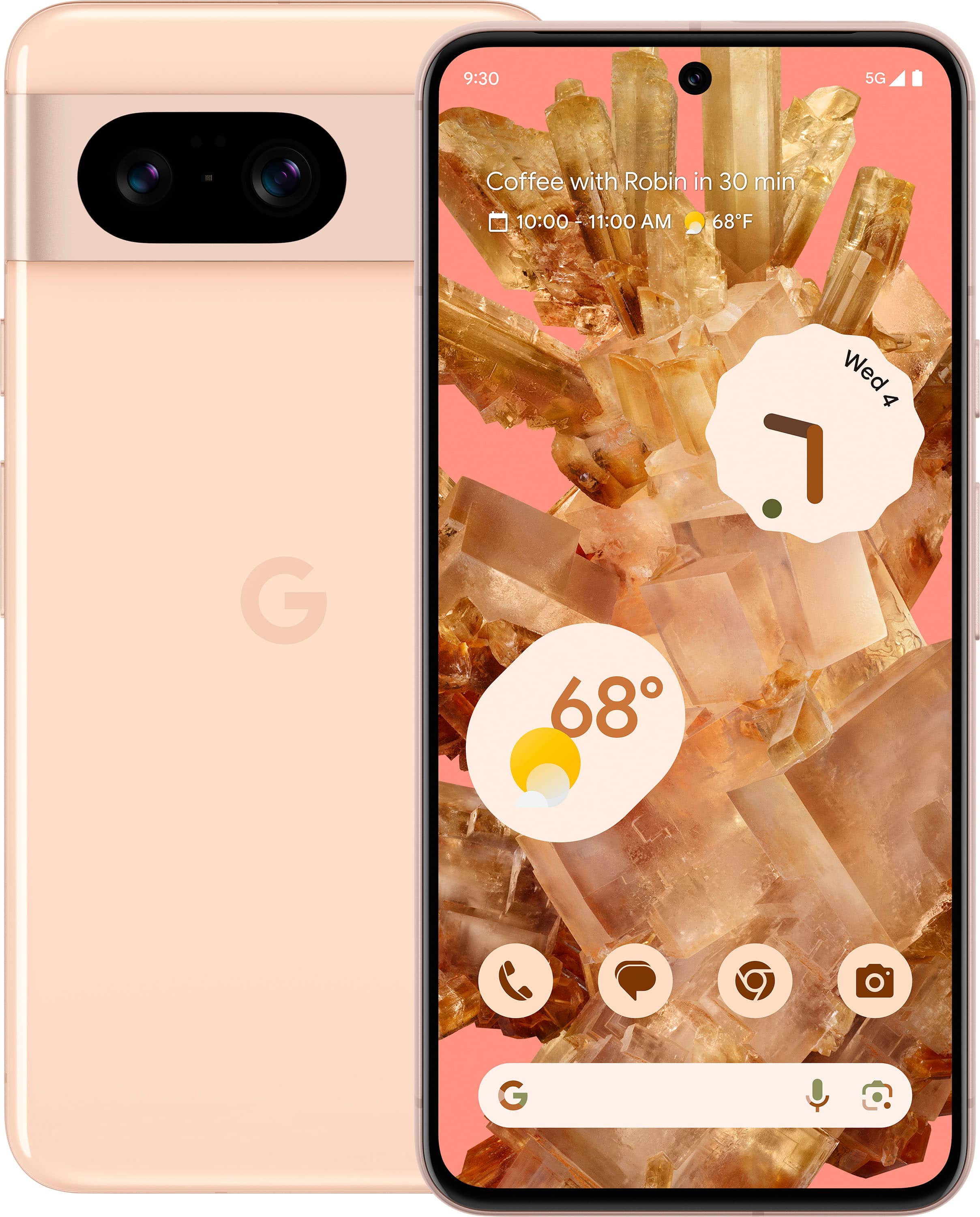 Front. Google - Pixel 8 256GB (Unlocked) - Rose.