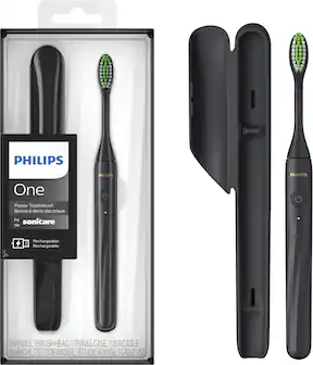 Angle. Philips - Philips One by Sonicare Rechargeable Toothbrush - Shadow Black.
