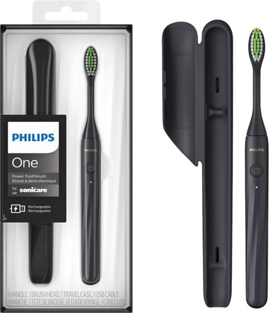 Angle Zoom. Philips One by Sonicare Rechargeable Toothbrush - Shadow Black.