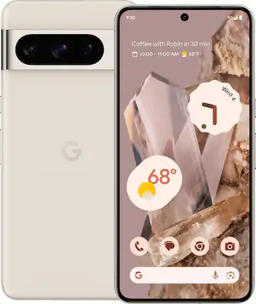 Front. Google - Pixel 8 Pro 128GB (Unlocked) - Porcelain.
