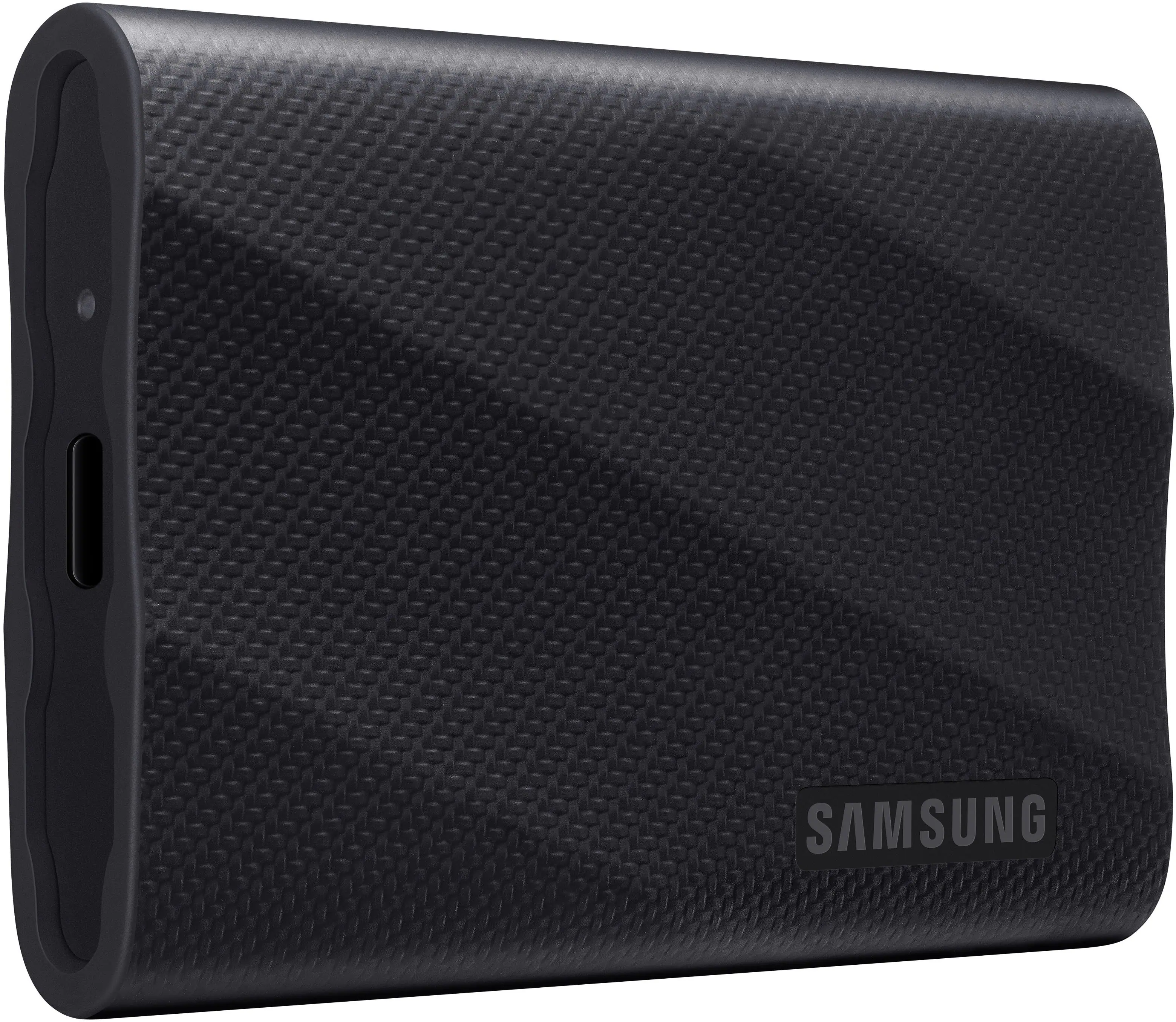 Front. Samsung - T9 Portable SSD 1TB, Up to 2,000MB/s , USB 3.2 Gen2 - Black.