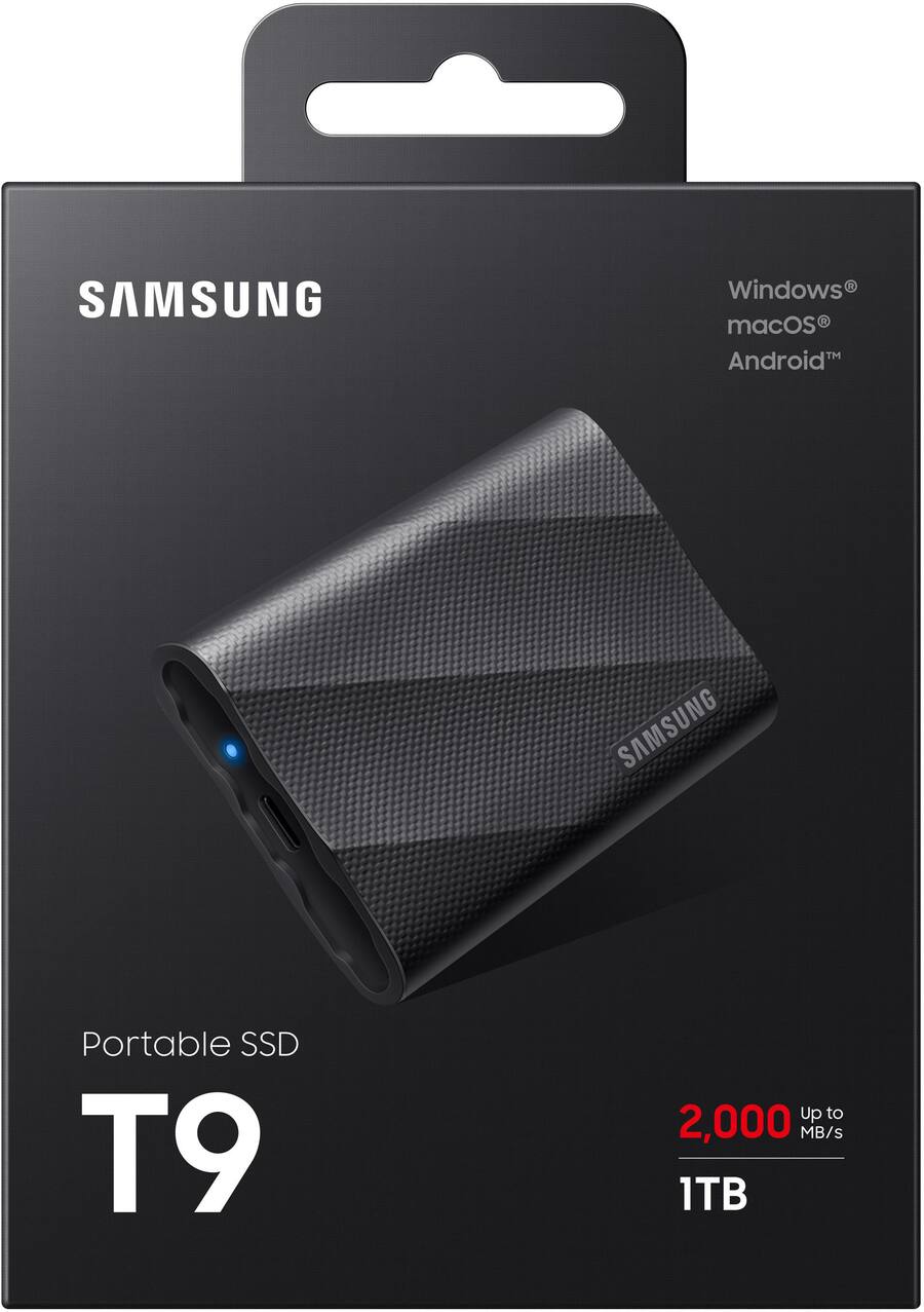 Samsung T9 Portable SSD 1TB, Up to 2,000MB/s , USB 3.2 Gen2 Samsung T9 Portable SSD 1TB, Up to 2,000MB/s , USB 3.2 Gen2