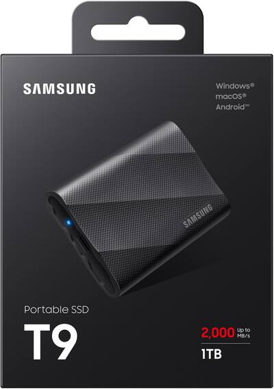 Samsung T9 Portable SSD 1TB, Up to 2,000MB/s , USB 3.2 Gen2 Samsung T9 Portable SSD 1TB, Up to 2,000MB/s , USB 3.2 Gen2