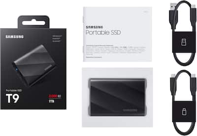 Samsung T9 Portable SSD 1TB, Up to 2,000MB/s , USB 3.2 Gen2 Black Samsung T9 Portable SSD 1TB, Up to 2,000MB/s , USB 3.2 Gen2 Black