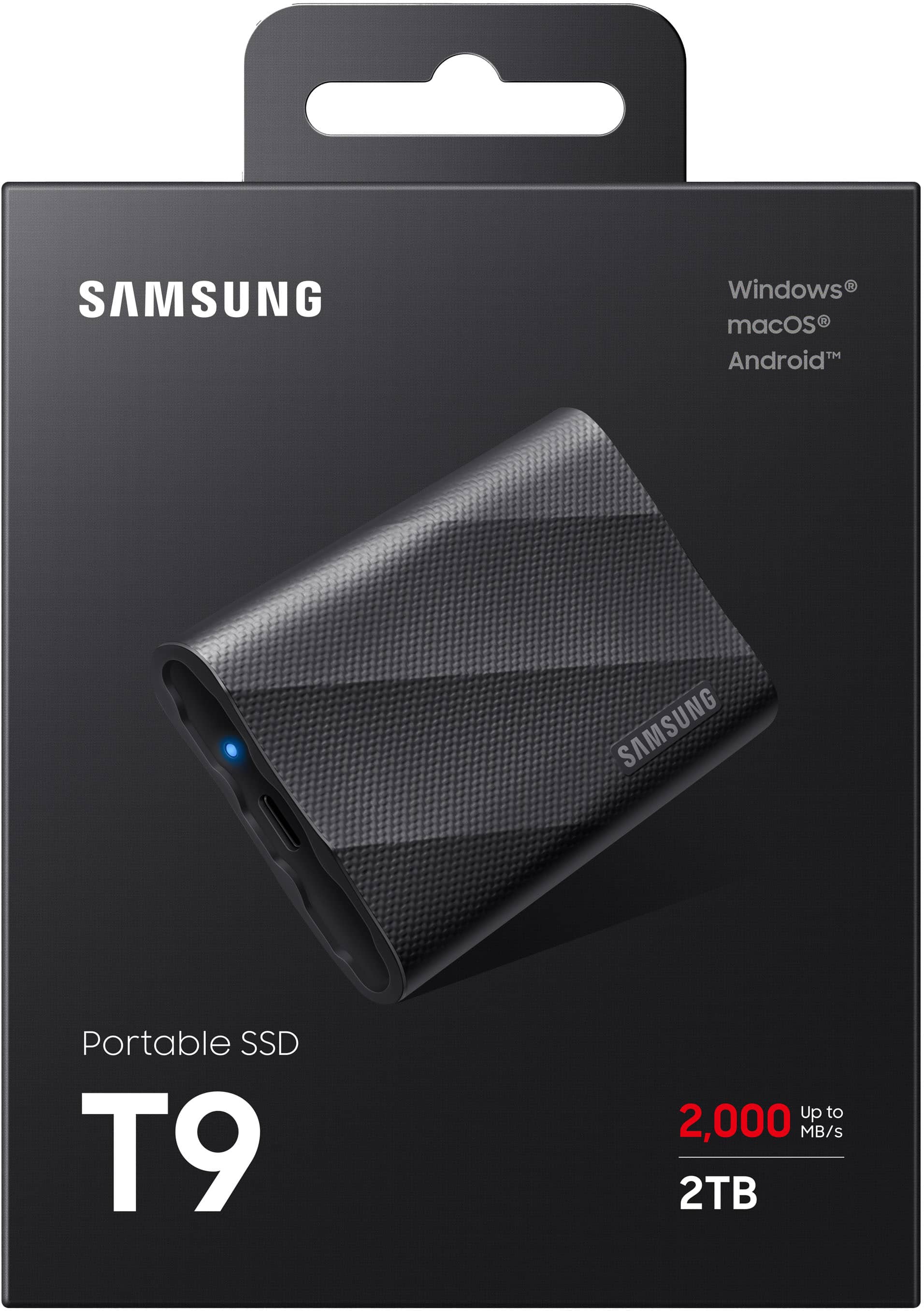 Alt View 16. Samsung - T9 Portable SSD 2TB, Up to 2,000MB/s, USB 3.2 Gen2 - Black.