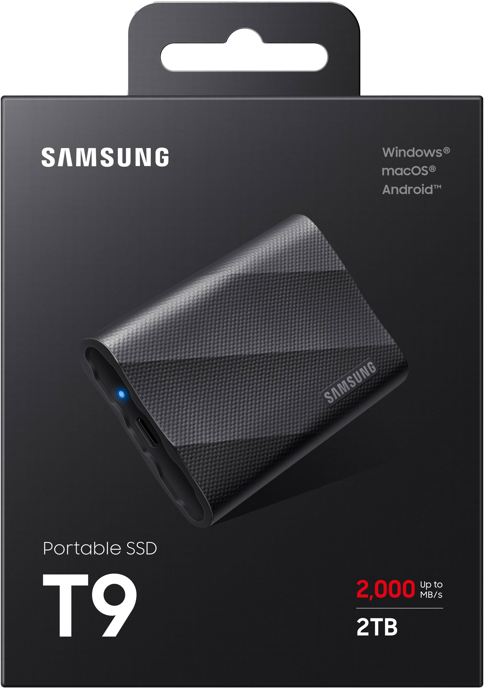 Alt View 16. Samsung - T9 Portable SSD 2TB, Up to 2,000MB/s, USB 3.2 Gen2 - Black.