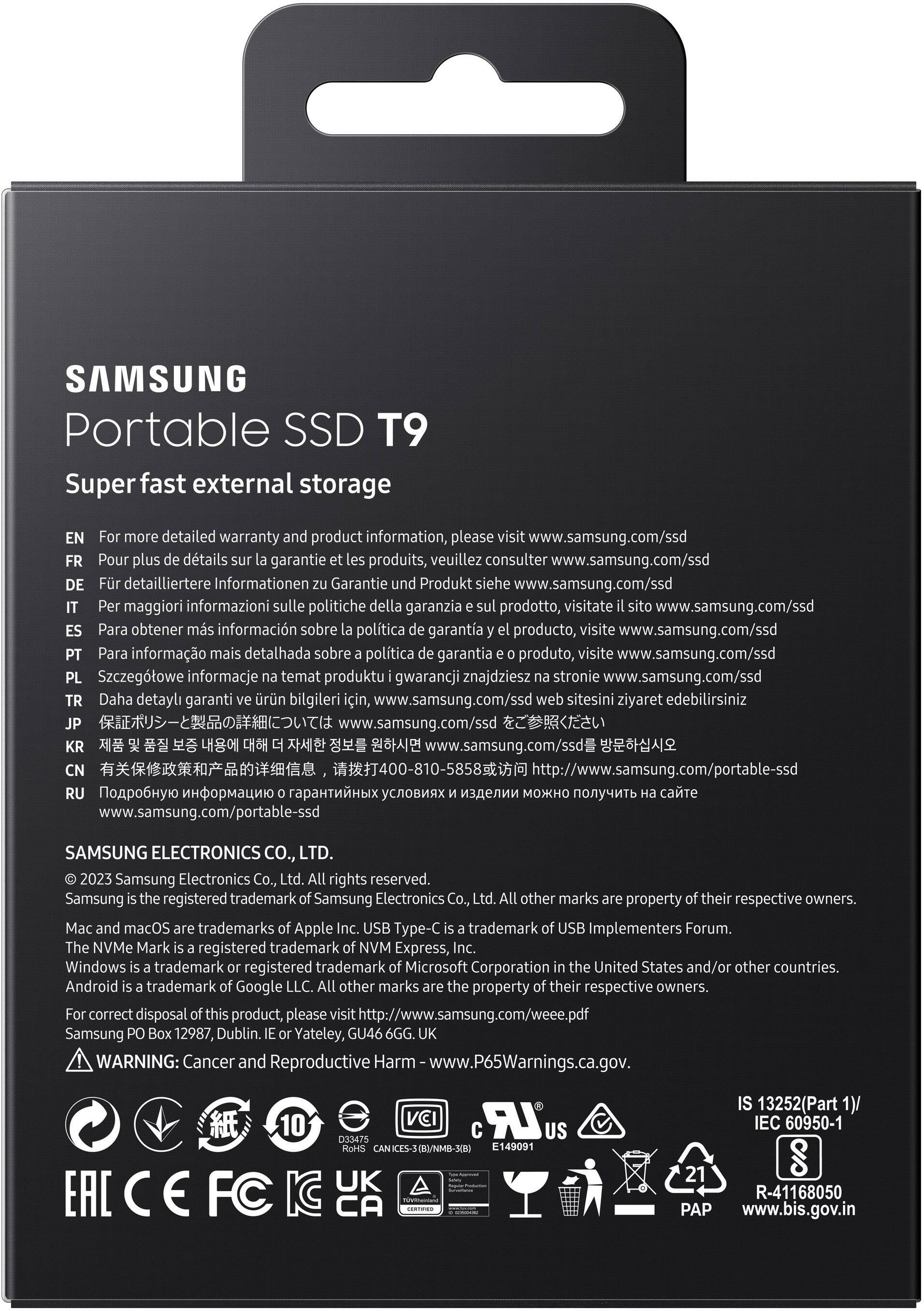 Alt View 17. Samsung - T9 Portable SSD 2TB, Up to 2,000MB/s, USB 3.2 Gen2 - Black.