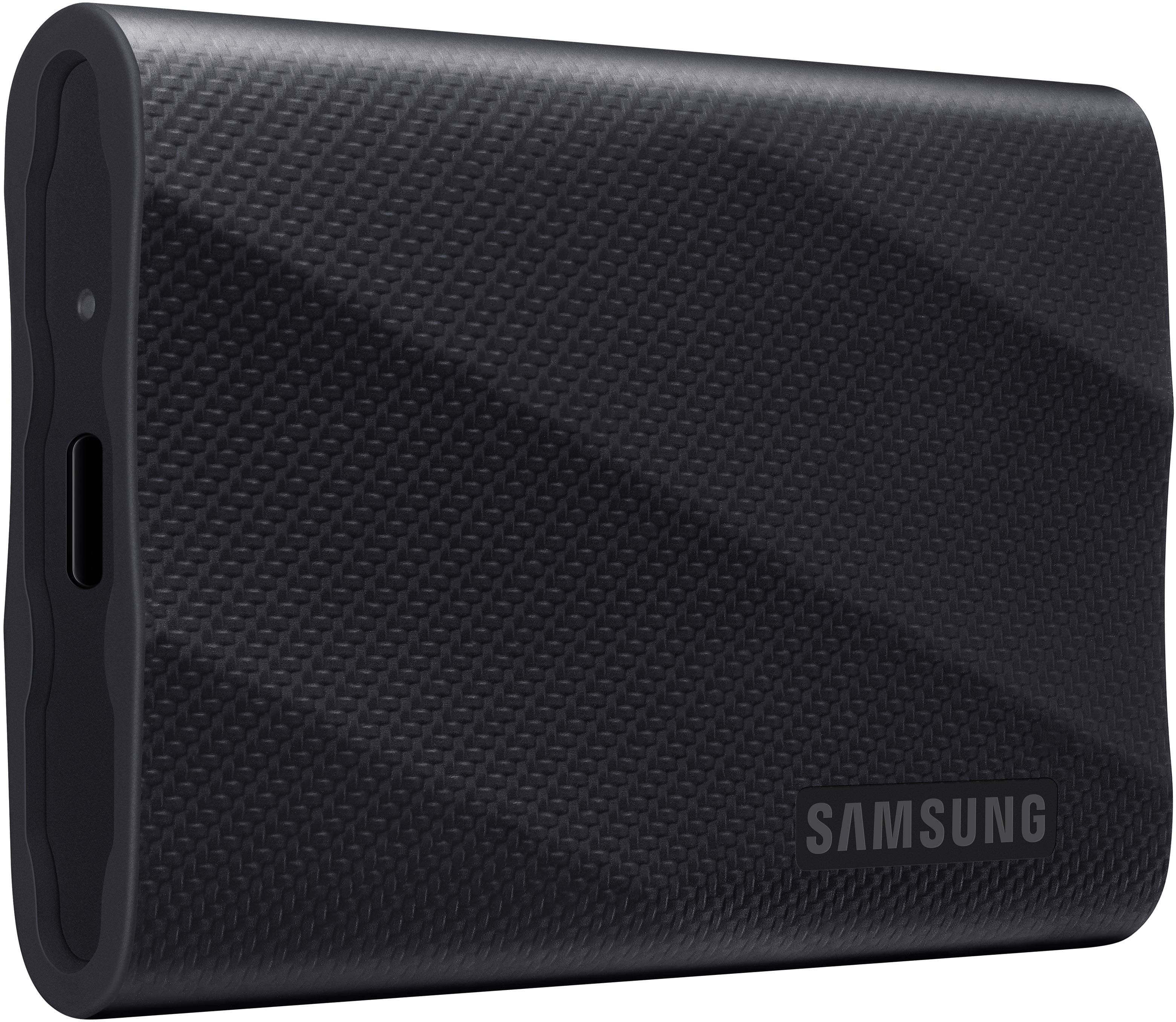 Front. Samsung - T9 Portable SSD 4TB, Up to 2,000MB/s, USB 3.2 Gen2 - Black.