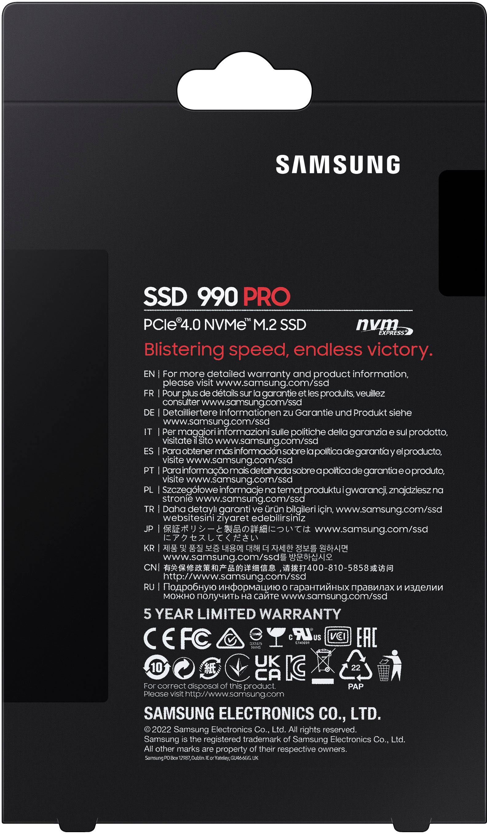 SAMSUNG 990 PRO M.2 2280 4TB PCI-Express Gen 4.0 x4, NVMe 2.0 V7 V-NAND  3bit MLC Internal Solid State Drive (SSD) MZ-V9P4T0B/AM. Non-Heatsink 