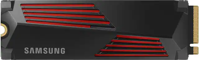 Front. Samsung - Samsung - 990 PRO 4TB Internal SSD PCIe Gen 4x4 NVMe with Heatsink for PS5 - Black/Red.