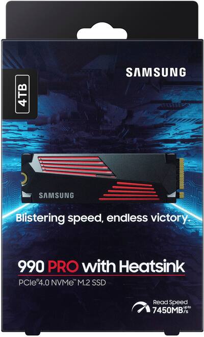 Samsung 990 PRO 4TB Internal SSD PCIe Gen 4x4 NVMe with Heatsink Samsung 990 PRO 4TB Internal SSD PCIe Gen 4x4 NVMe with Heatsink