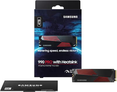 Samsung 990 PRO 4TB Internal SSD PCIe Gen 4x4 NVMe with Heatsink Samsung 990 PRO 4TB Internal SSD PCIe Gen 4x4 NVMe with Heatsink