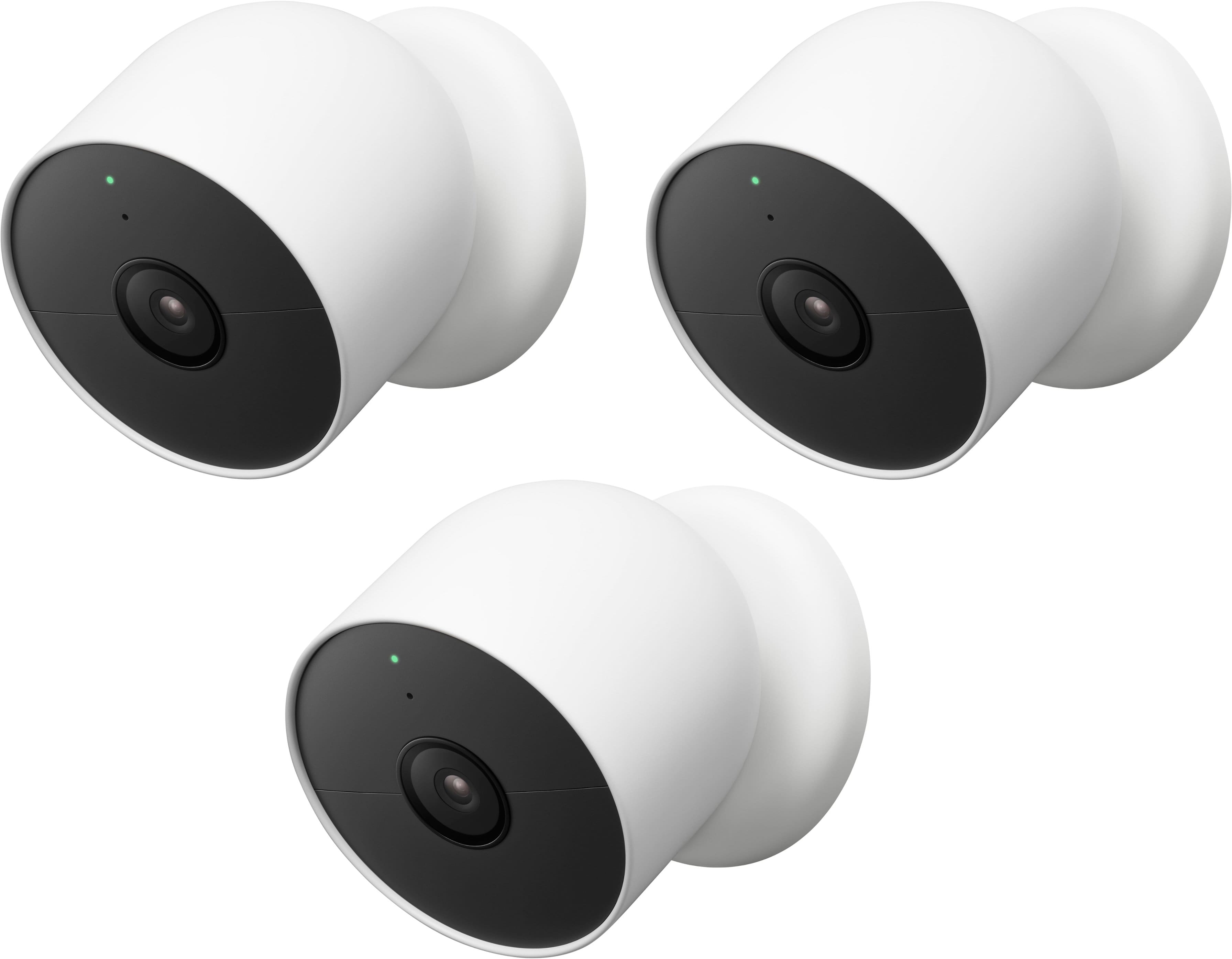 Front. Google - Nest Cam 3 Pack Indoor/Outdoor Wire Free Security Cameras - Snow.