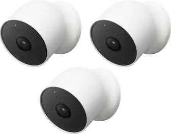 Front. Google - Nest Cam 3 Pack Indoor/Outdoor Wire Free Security Cameras - Snow.