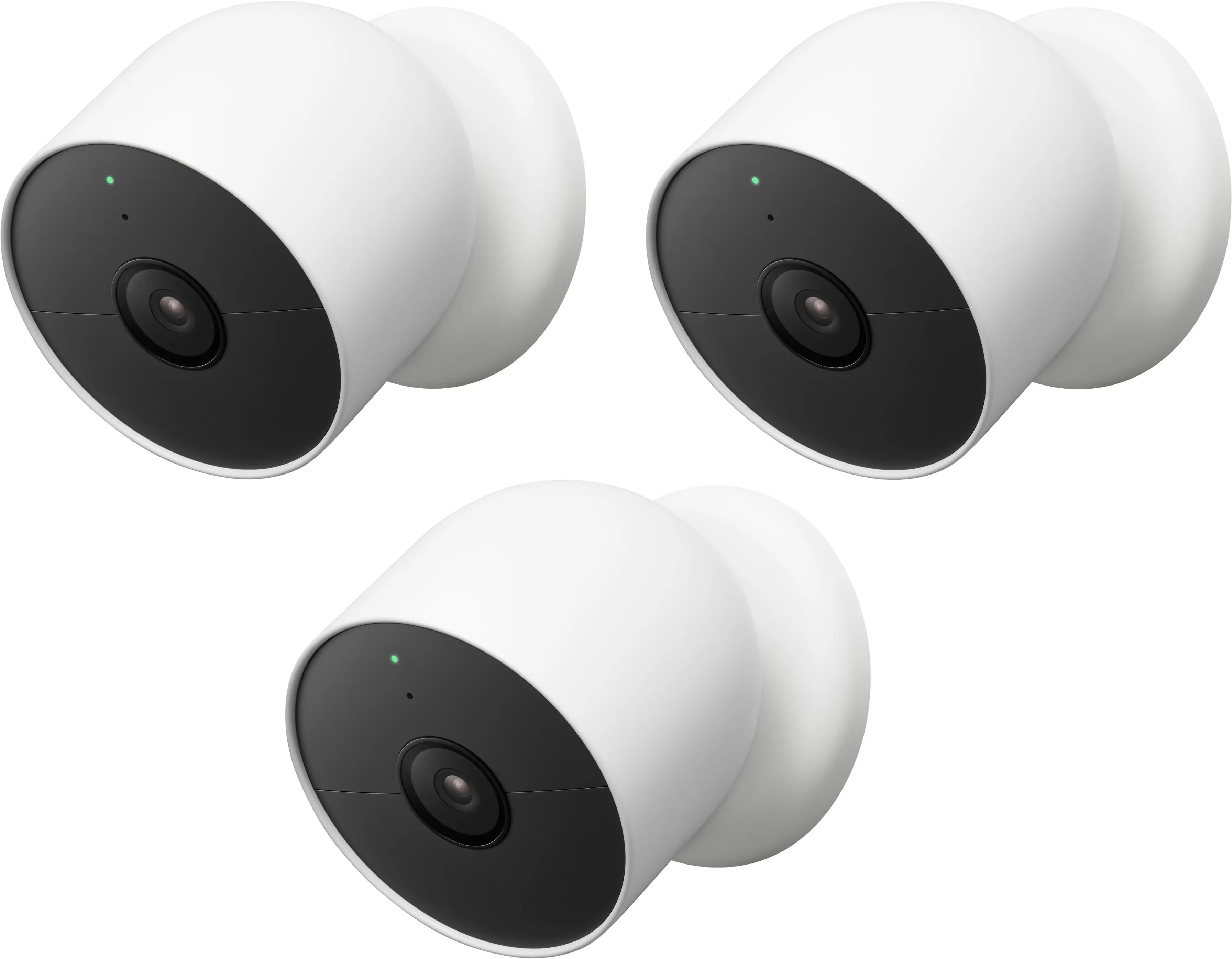 Front. Google - Nest Cam 3 Pack Indoor/Outdoor Wire Free Security Cameras - Snow.