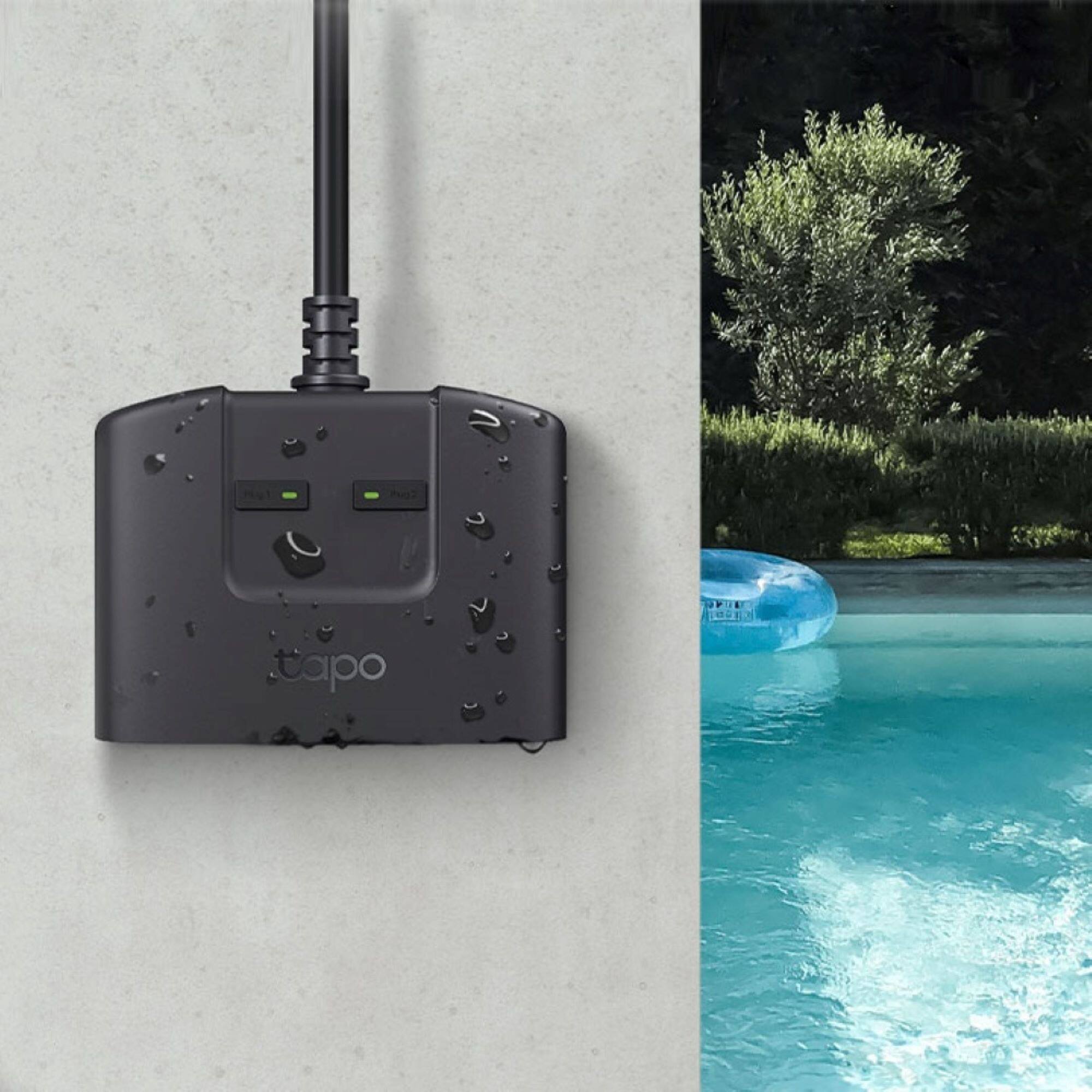 Alt View 12. TP-Link - TP-Link Tapo Smart Wi-Fi Outdoor Dual Plug - Control & Schedule Holiday Decorations & Outdoor Lights - Black.