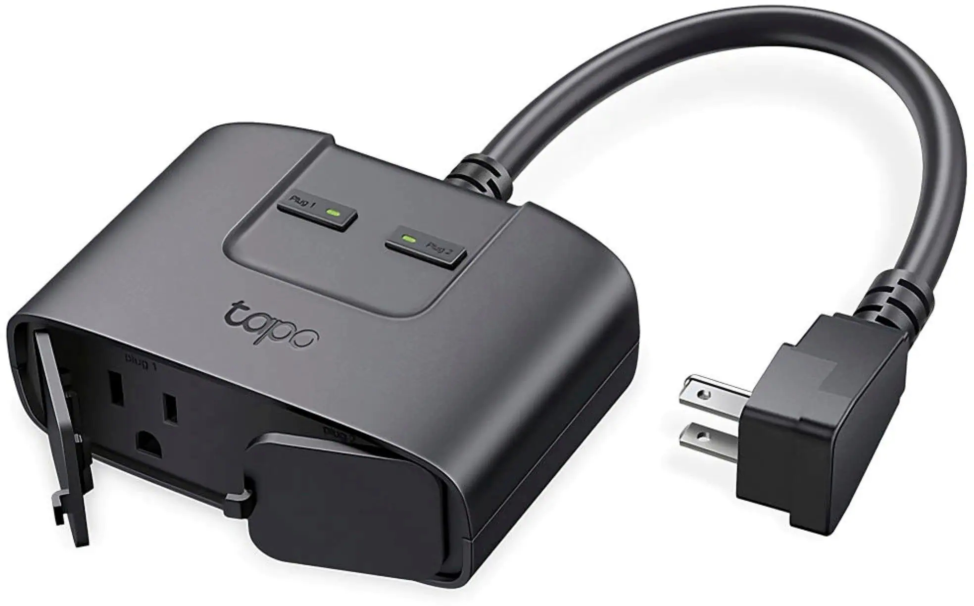 TP-Link - Tapo Smart Wi-Fi Outdoor Dual Plug - Control & Schedule Holiday Decorations & Outdoor Lights - Black