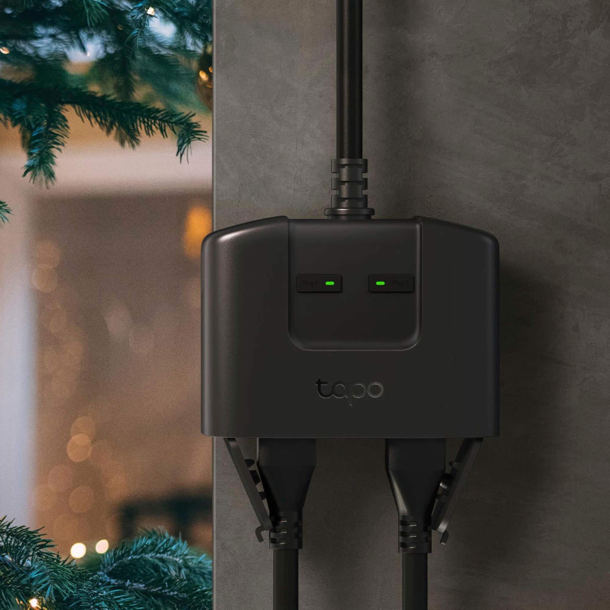 Alt View 14. TP-Link - TP-Link Tapo Smart Wi-Fi Outdoor Dual Plug - Control & Schedule Holiday Decorations & Outdoor Lights - Black.