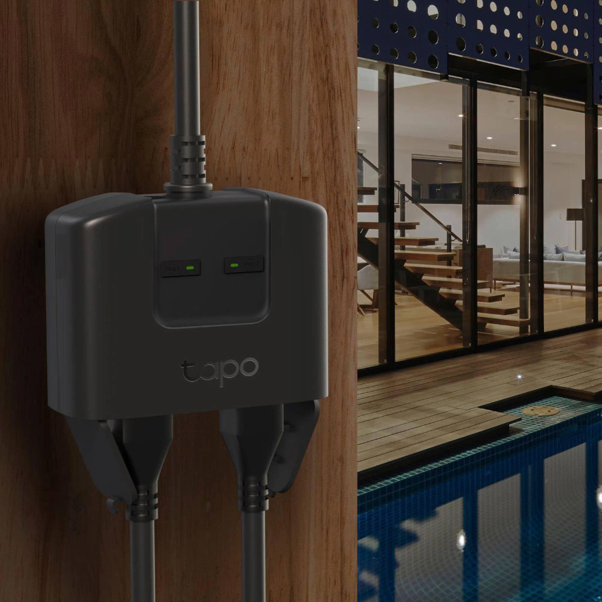 Alt View 15. TP-Link - TP-Link Tapo Smart Wi-Fi Outdoor Dual Plug - Control & Schedule Holiday Decorations & Outdoor Lights - Black.