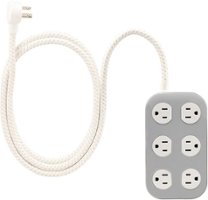 Cordinate 6-Outlet Surge Protector with 8ft Cord - Cream/Gray - Front_Zoom