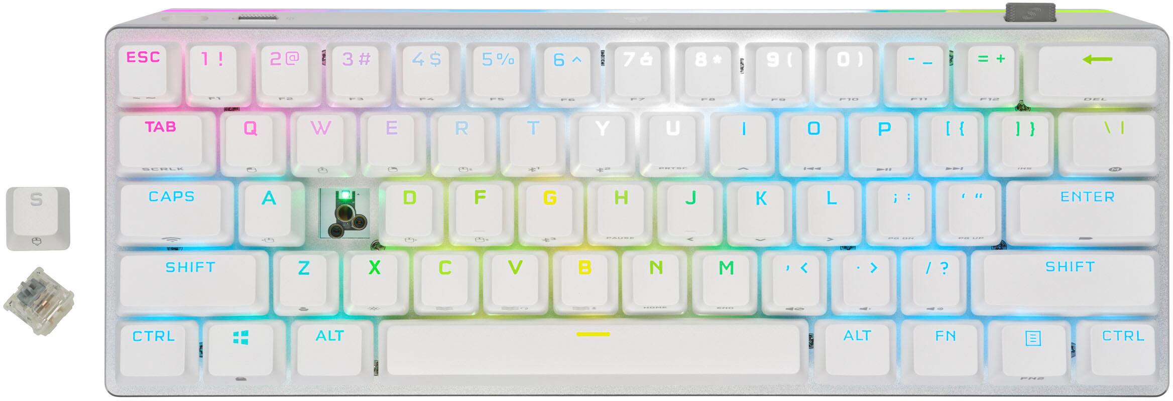 Alt View 15. CORSAIR - K70 Pro Mini Wireless 60% RGB Mechanical Cherry MX SPEED Linear Switch Gaming Keyboard with swappable MX switches - White.