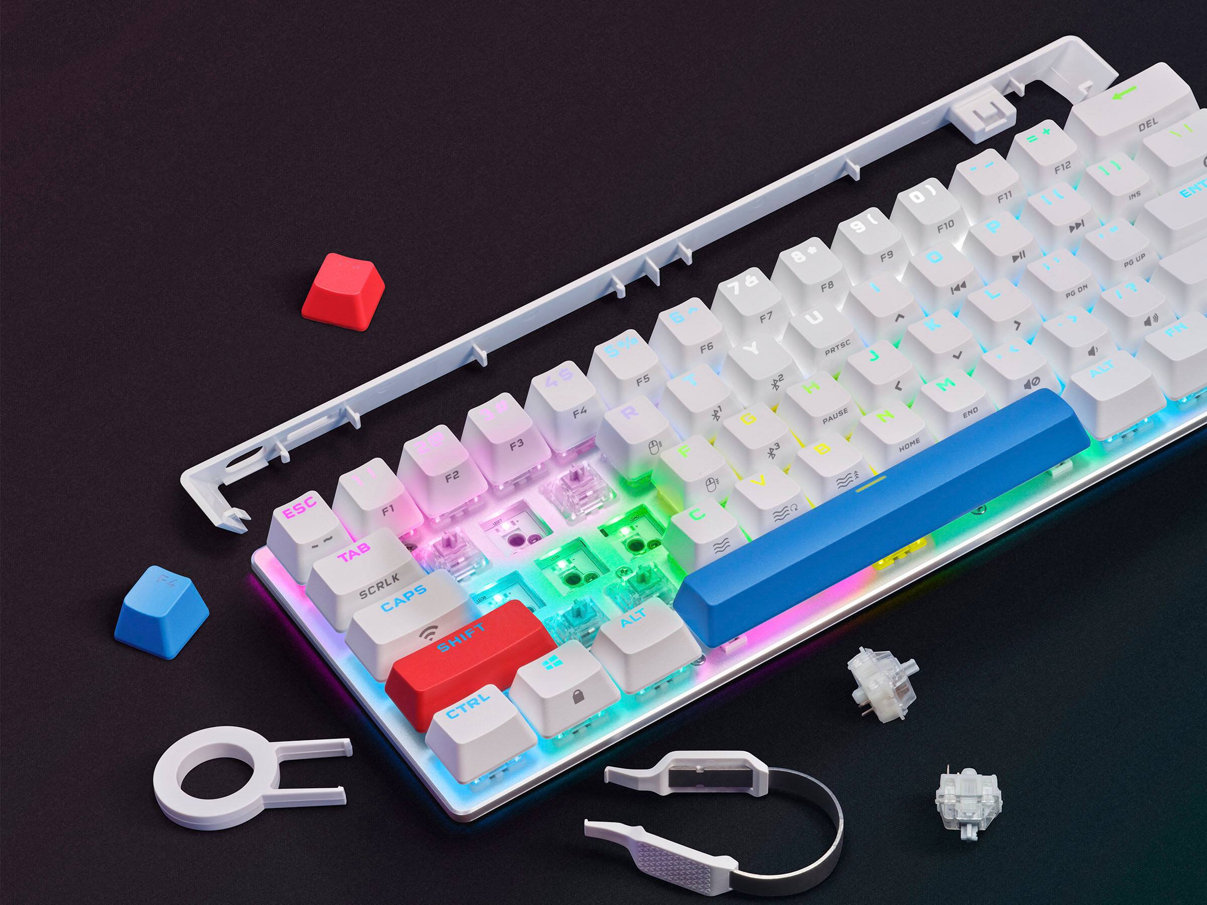 Alt View 19. CORSAIR - K70 Pro Mini Wireless 60% RGB Mechanical Cherry MX SPEED Linear Switch Gaming Keyboard with swappable MX switches - White.