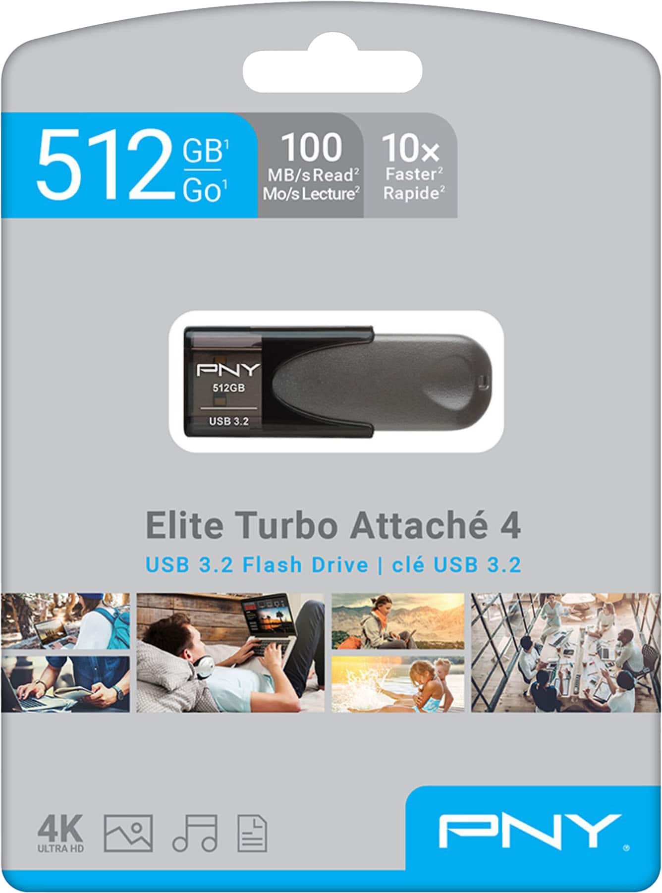 Alt View 15. PNY - Elite Turbo Attaché 4 512GB USB 3.2 Flash Drive - Gray.
