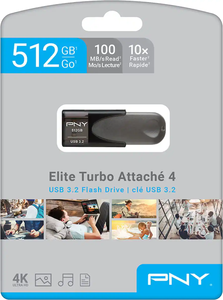 PNY Elite Turbo Attaché 512GB USB Flash Drive Gray P