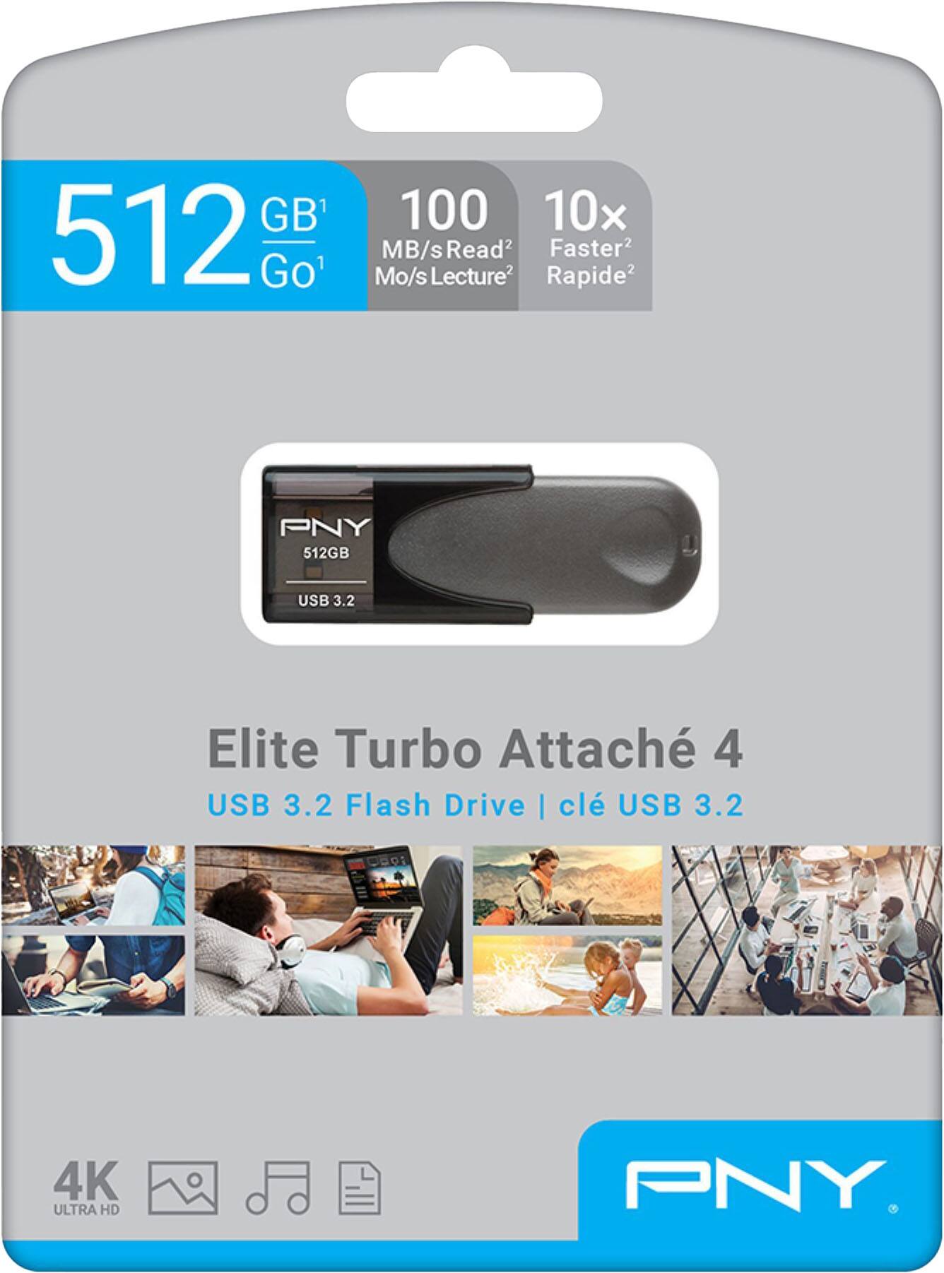 Alt View 15. PNY - Elite Turbo Attaché 4 512GB USB 3.2 Flash Drive - Gray.