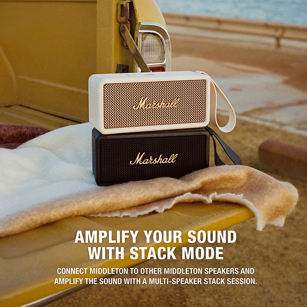 Marshall AMPLIFY YOUR SOUND WITH STACK MODE CONNECT MIDDLETON TO OTHER MIDDLETON SPEAKERS AND AMPLIFY THE SOUND WITH A MULTI-SPEAKER STACK SESSION.
