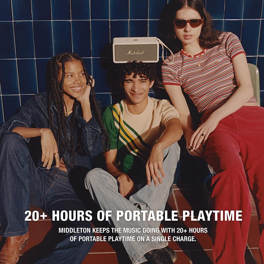 Middleton keeps the music going with 20+ hours of portable playtime on a single charge.