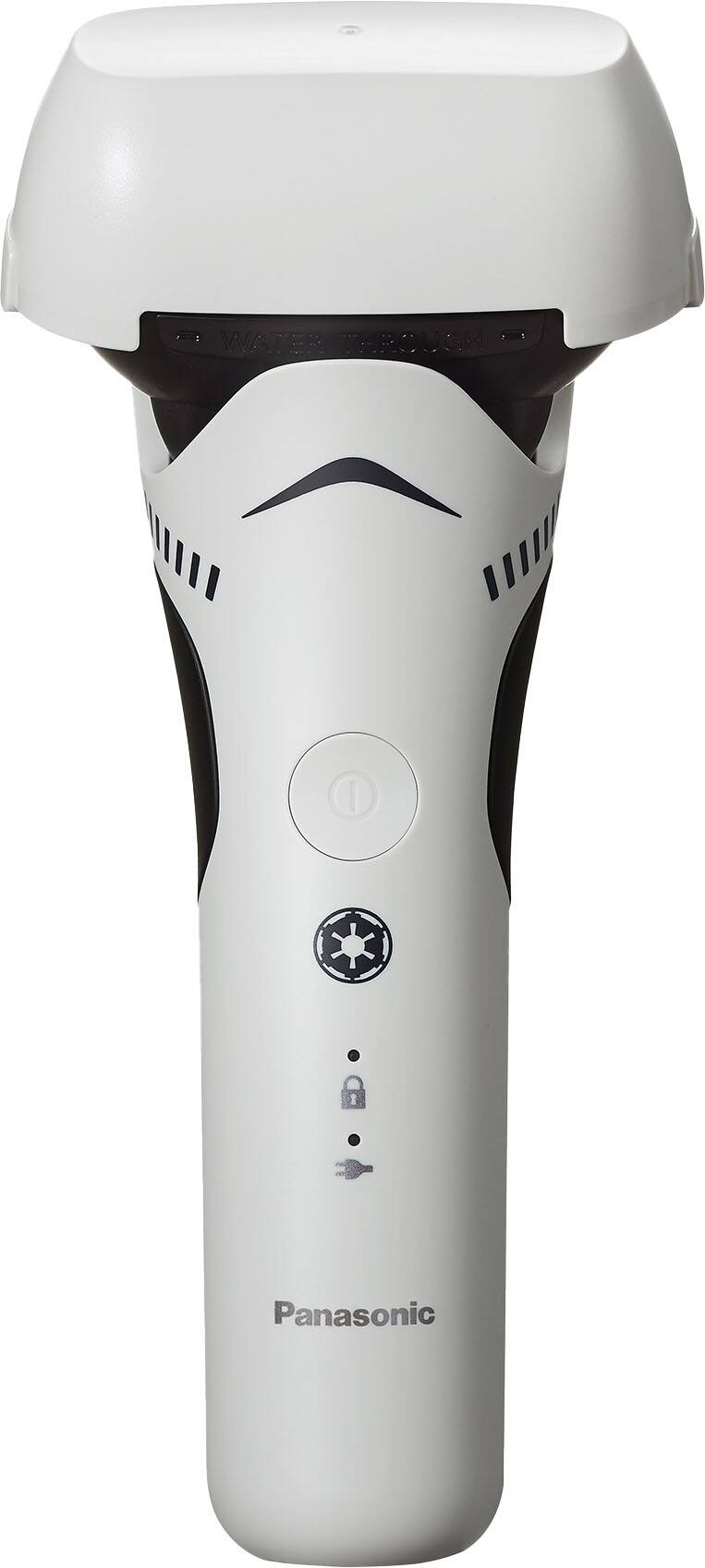 Left. Panasonic - Star Wars Stormtrooper Wet/Dry Electric Shaver with 3-Blade Cutting System and Beard Sensor - white/black.