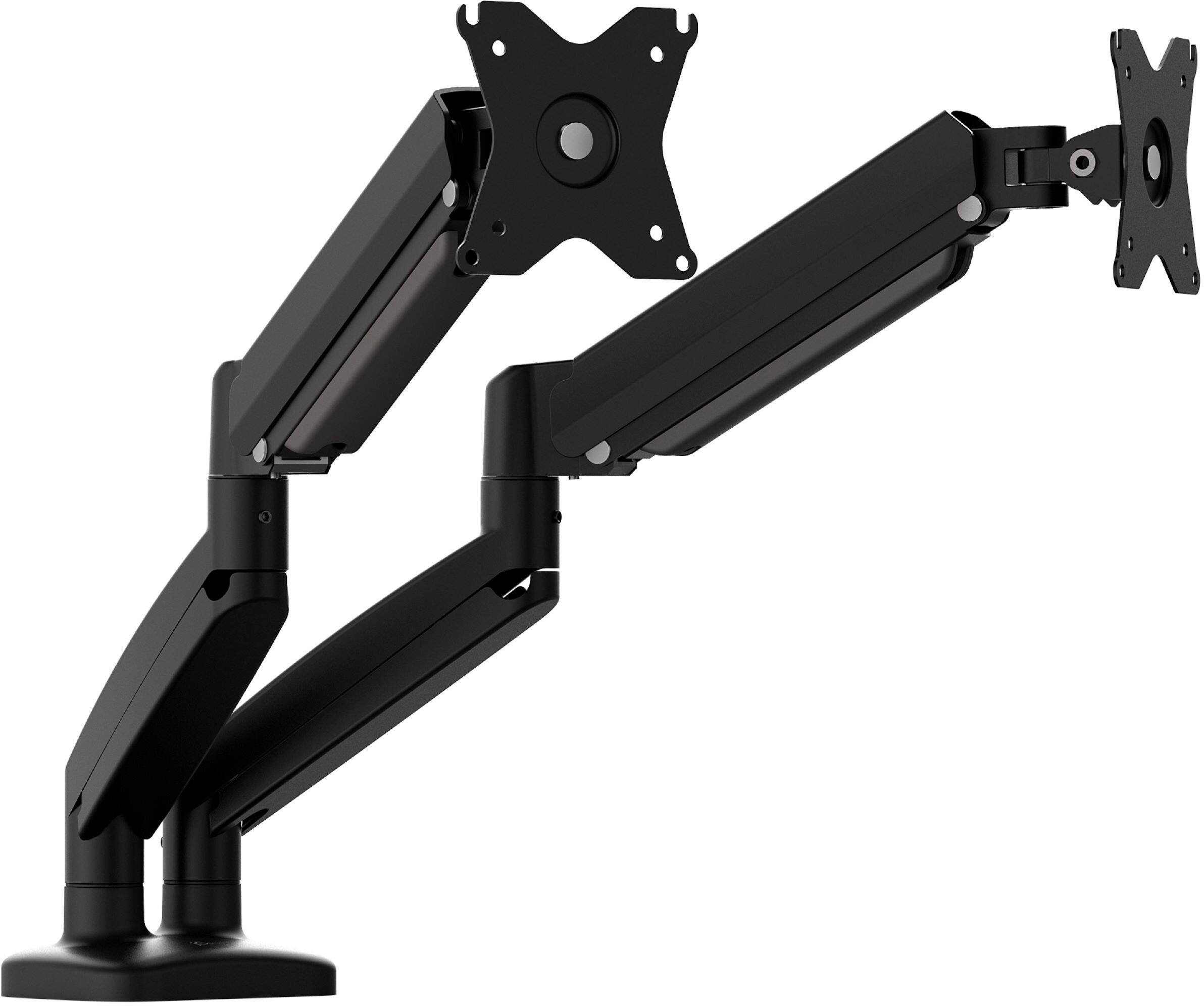 Front. j5create - Ergonomic Dual Monitor Desk Mount for Most 17” -32” Monitors - Black.
