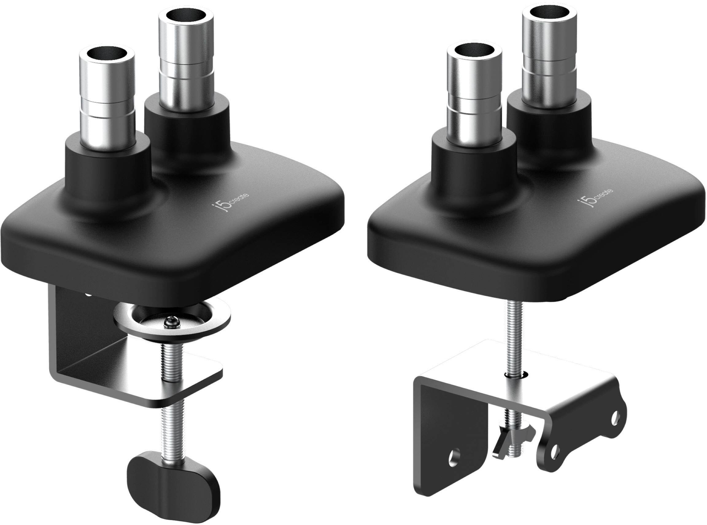 Alt View 1. j5create - Ergonomic Dual Monitor Desk Mount for Most 17” -32”  Monitors - Black.