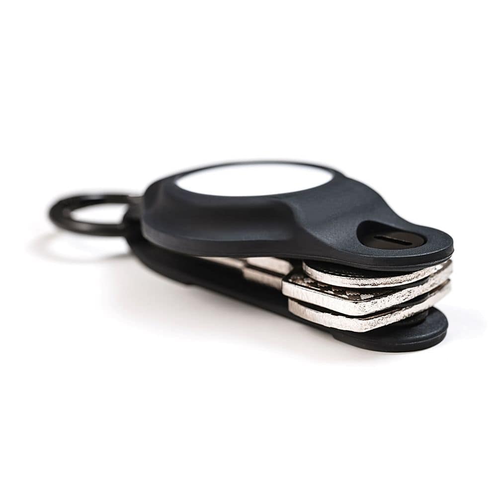 Left. KeySmart - Air Compact Key Tracker and Holder for AirTag - Black.