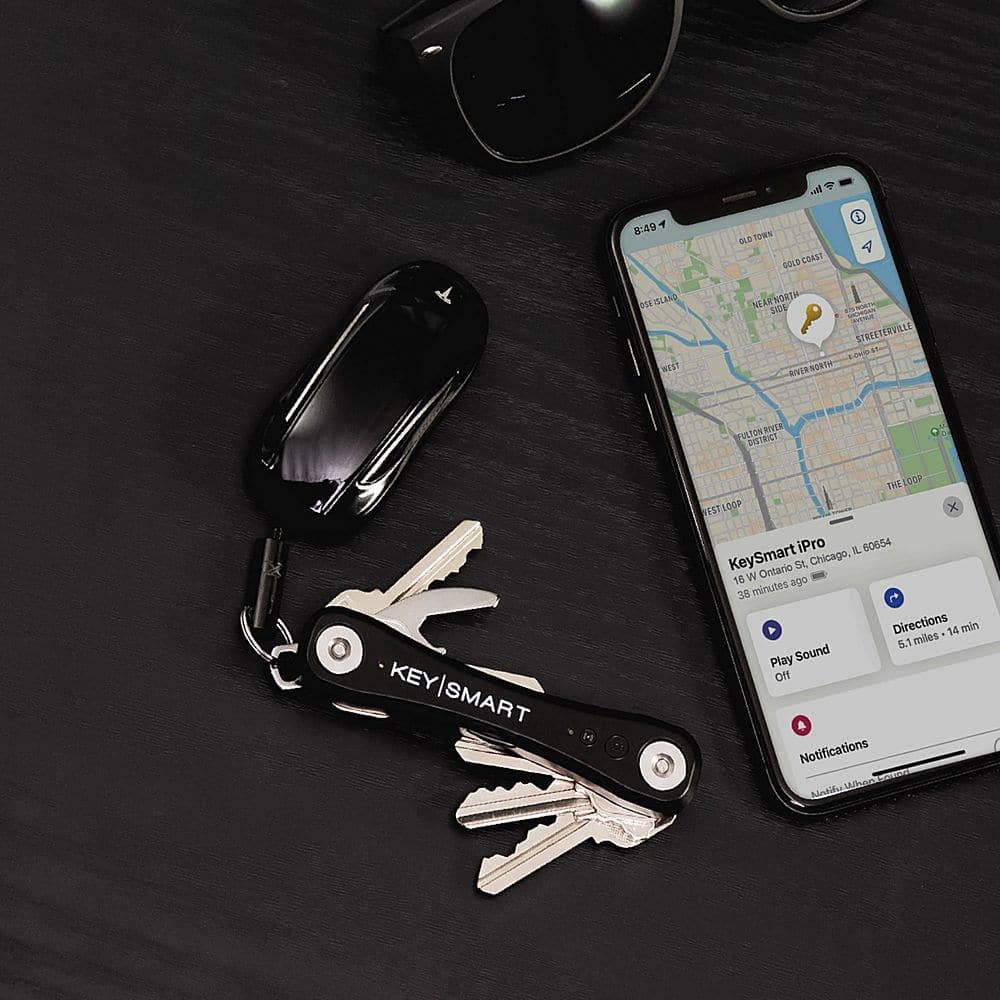 Alt View 12. KeySmart - iPro Compact Key Holderand Tracker works with Apple Find My - Black.