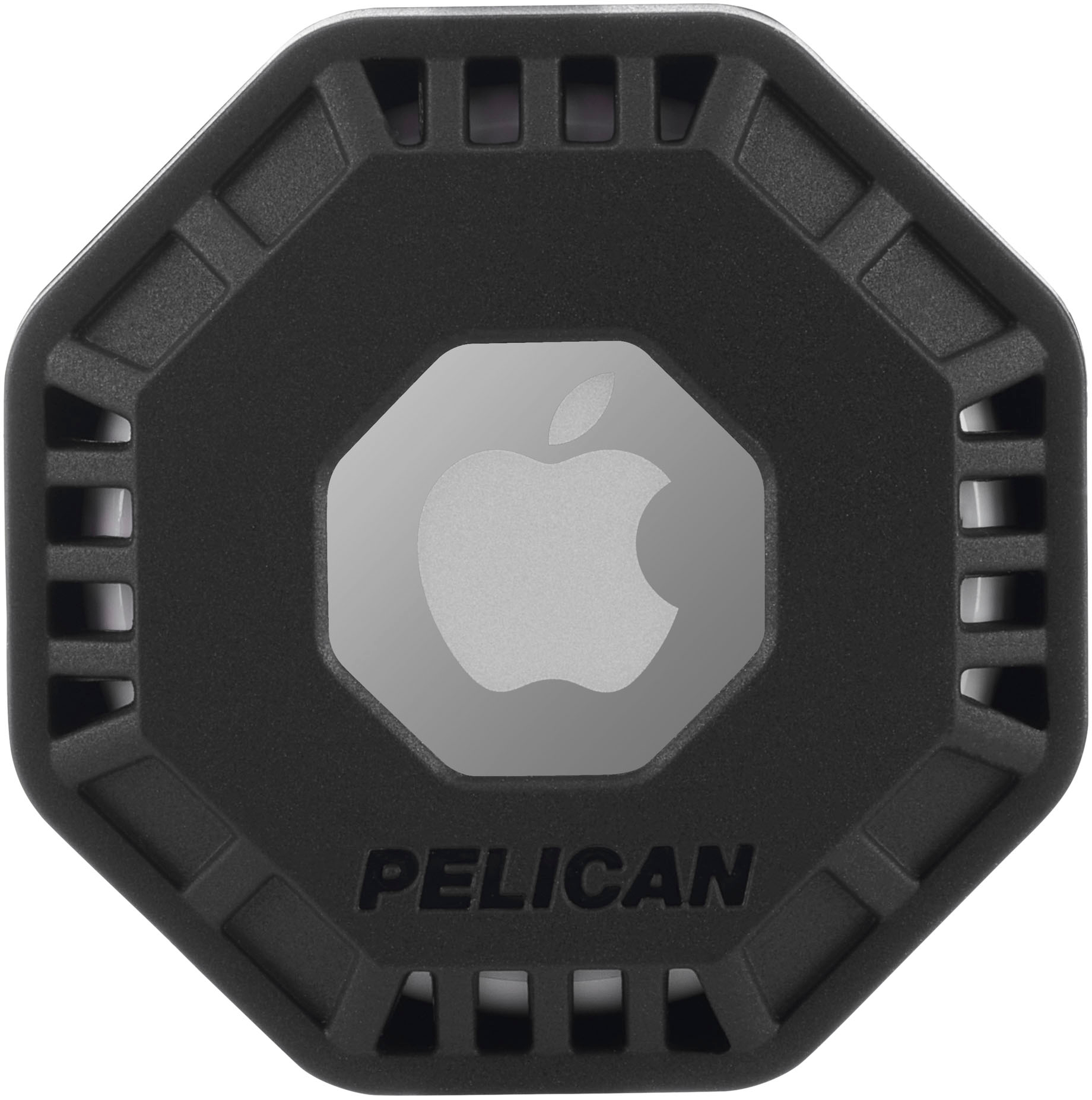 Left View: Pelican - Adventurer Stick-On Case for AirTag 4 Pack - Black