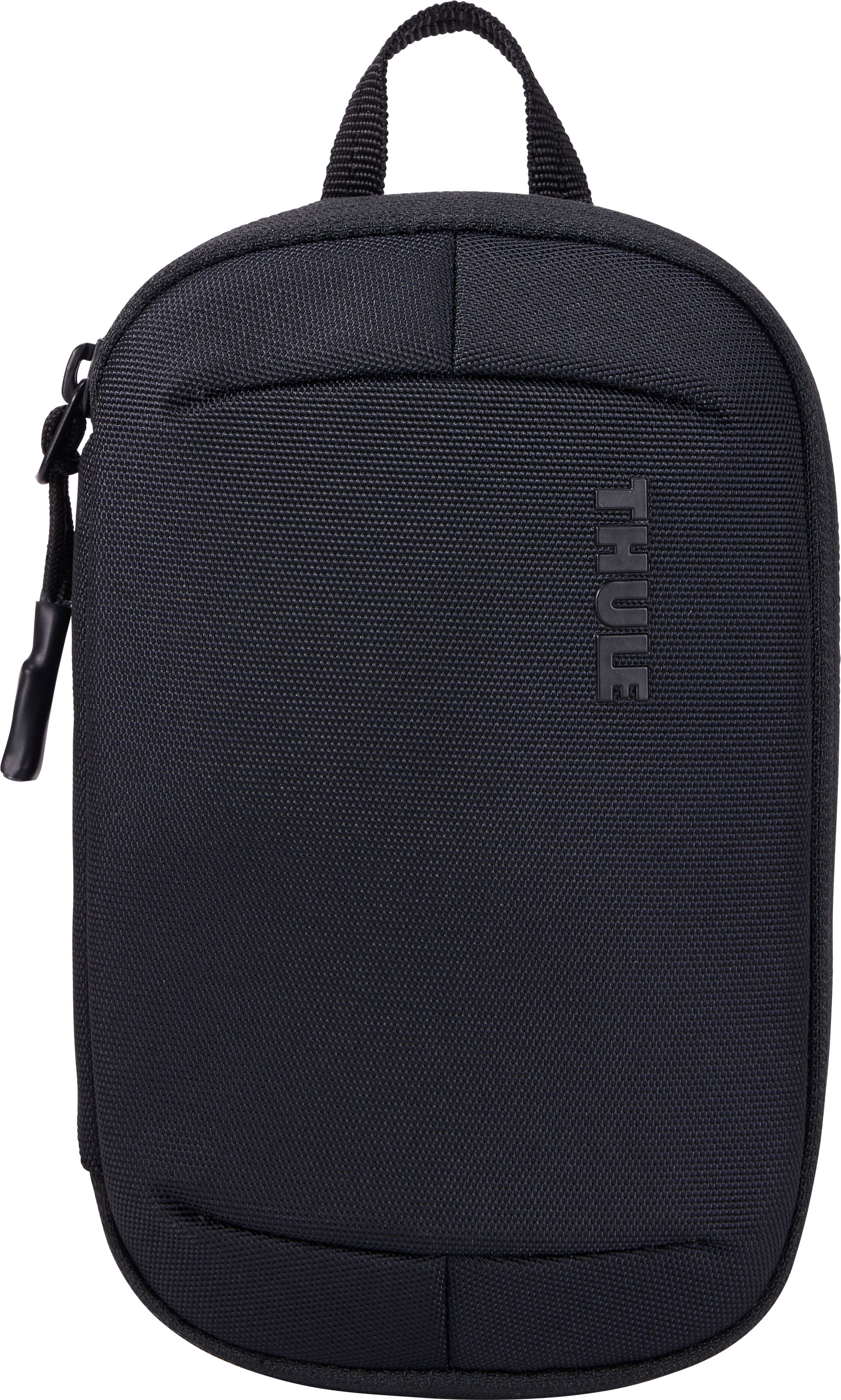 Front. Thule - Terra PowerShuttle - Mini travel case for cords, cables, charger, power banks, AirPods, earbuds, headphones and more - BLACK.