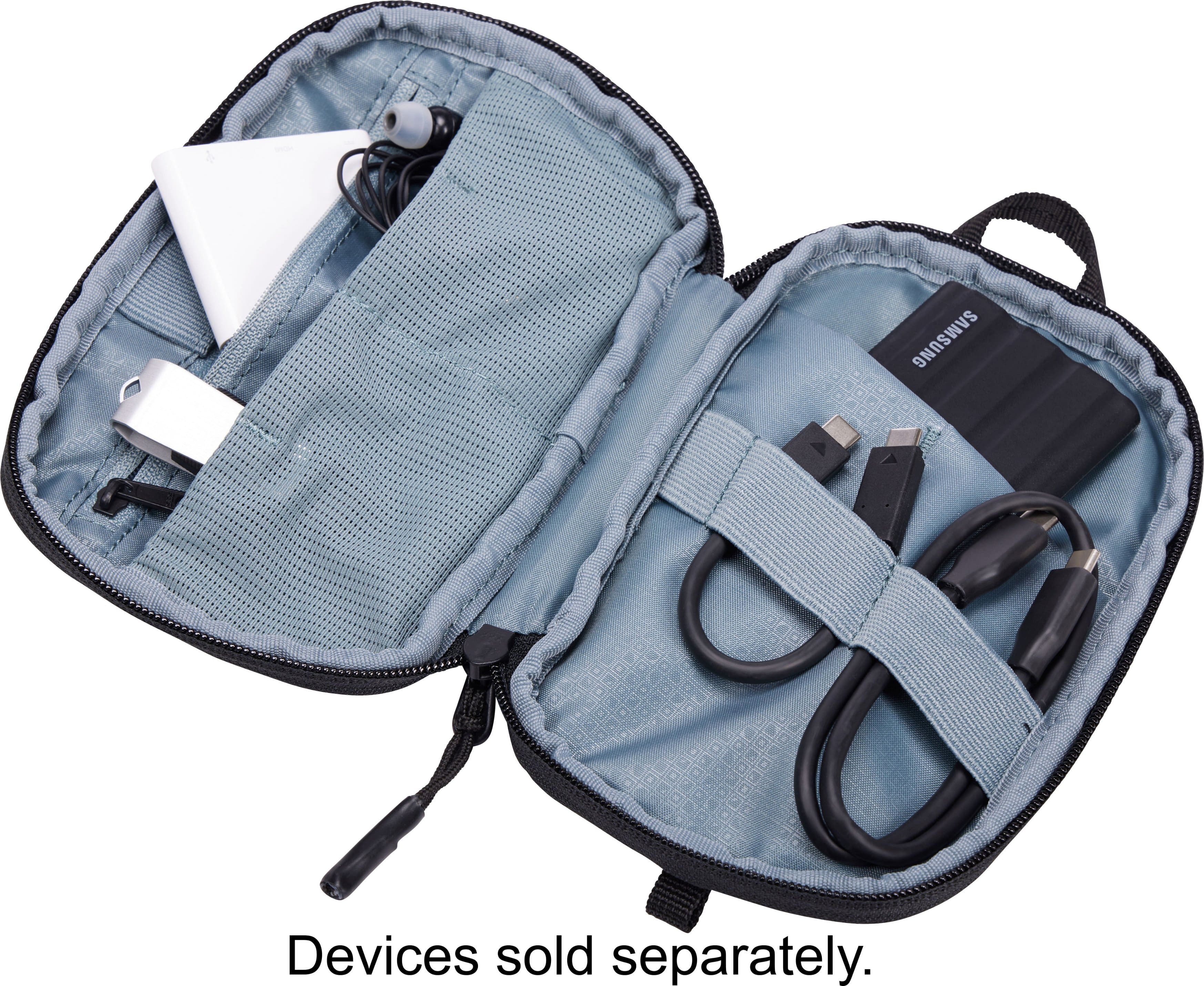 Alt View 13. Thule - Terra PowerShuttle - Mini travel case for cords, cables, charger, power banks, AirPods, earbuds, headphones and more - BLACK.