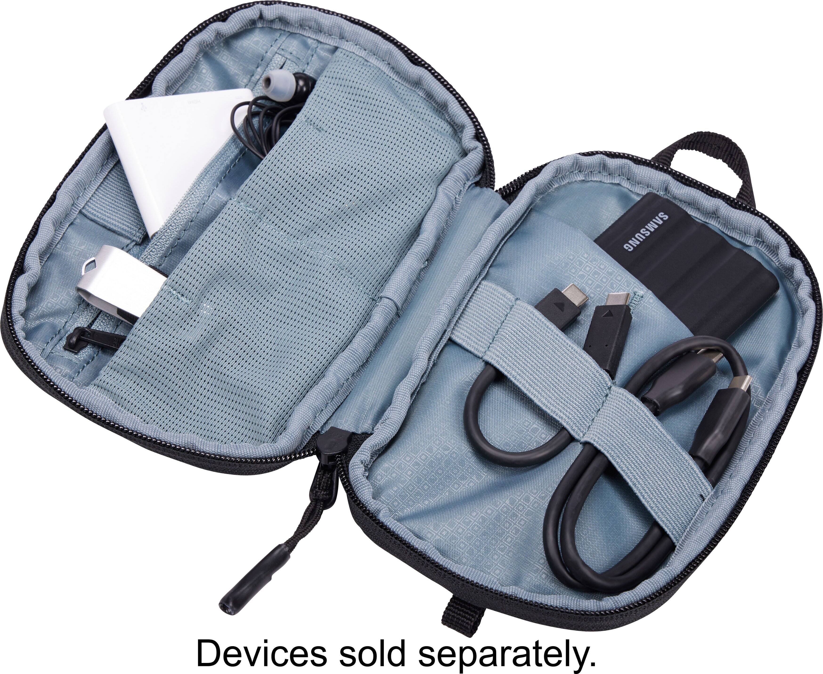 Alt View 13. Thule - Terra PowerShuttle - Mini travel case for cords, cables, charger, power banks, AirPods, earbuds, headphones and more - BLACK.