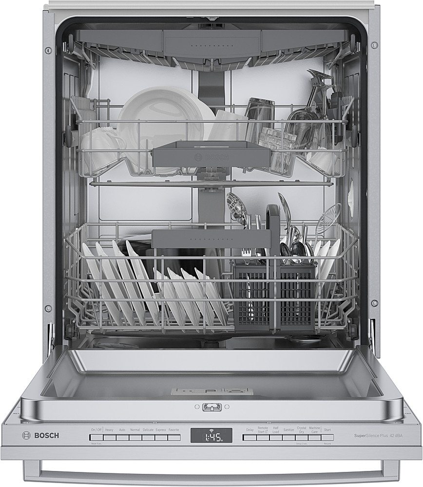 Left View: GE - Top Control Built In Dishwasher with Sanitize Cycle and Dry Boost, 52 dBA - Black
